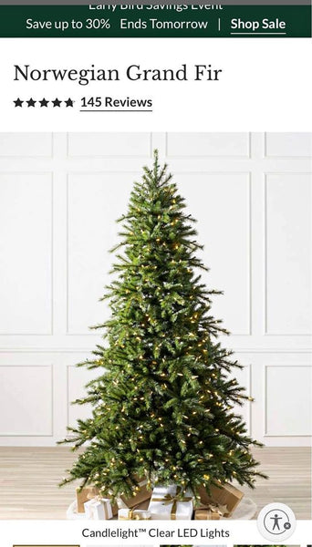 4’ Balsam Hill Christmas Tree Norwegian Grand Fir with candle lights LED
