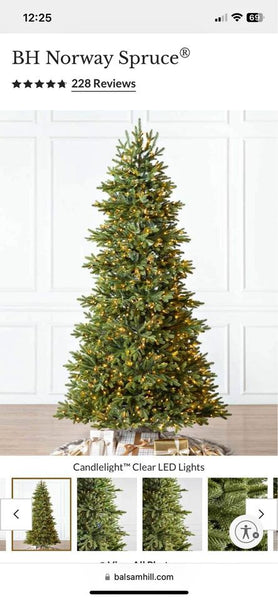 7.5 Balsam Hill Christmas Tree Norway Spruce Balsam Hill Tree candle lights