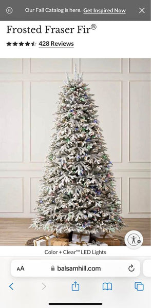 6.5 Balsam Hill ChristmasTree Frosted Fraser Fir with clear lights