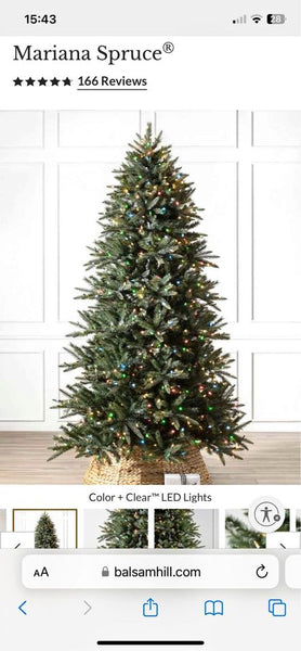 7.5 ‘ Christmas Tree Mariana Spruce whit color+clear led lights balsam hill