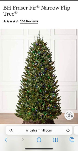 6.5’ Balsam Hill Christmas Tree Fraser Fir Narrow with led color +clear lights