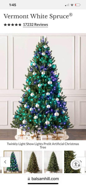 6.5 ft Balsam Hill Christmas Tree Vermont White Spruce®Color and clear lights