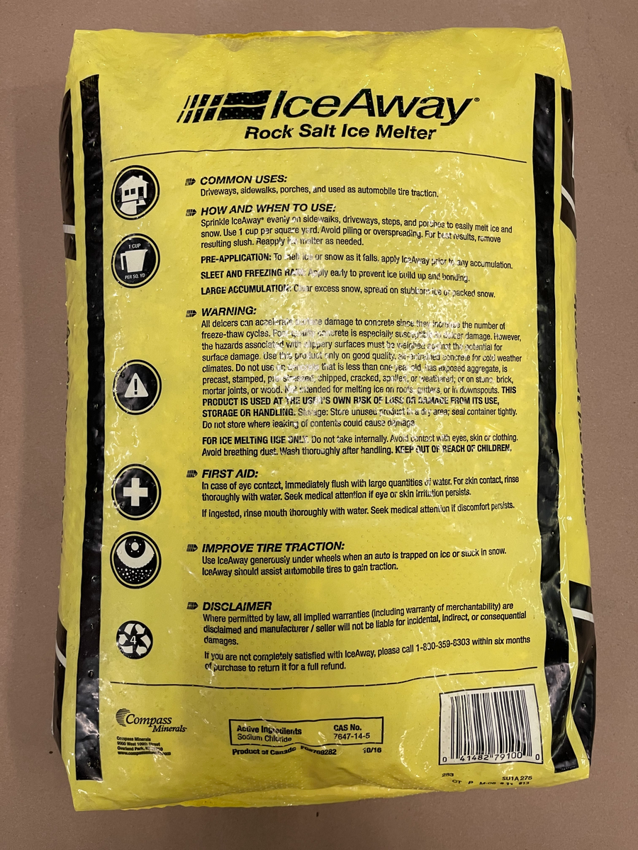 50 LB Bag IceAway Rock Salt Ice Melter Halite Aira Enterprises