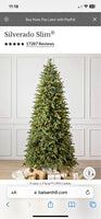 9’ Balsam Hill Silverado Slim Balsam Hill Christmas Tree whit color+clear led lights