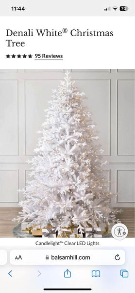 6.5’ Balsam Hill Denali White Christmas Tree whit candlelights led