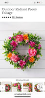Outdoor Radiant Peony Wreath Balsam Hill