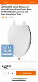 Affinity Soft Close Elongated Closed Plastic Front Toilet Seat in White Never Loosens and Free Installation Tool