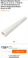 Silicone Moisture Barrier 200 sq. ft. 31.5 in. x 76.25 ft. x 6 mil Underlayment for Solid & Engineer